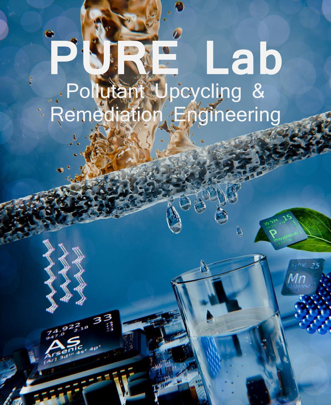 PURE Lab — Pollutant Upcycling and Remediation Engineering. Original homepage artwork.